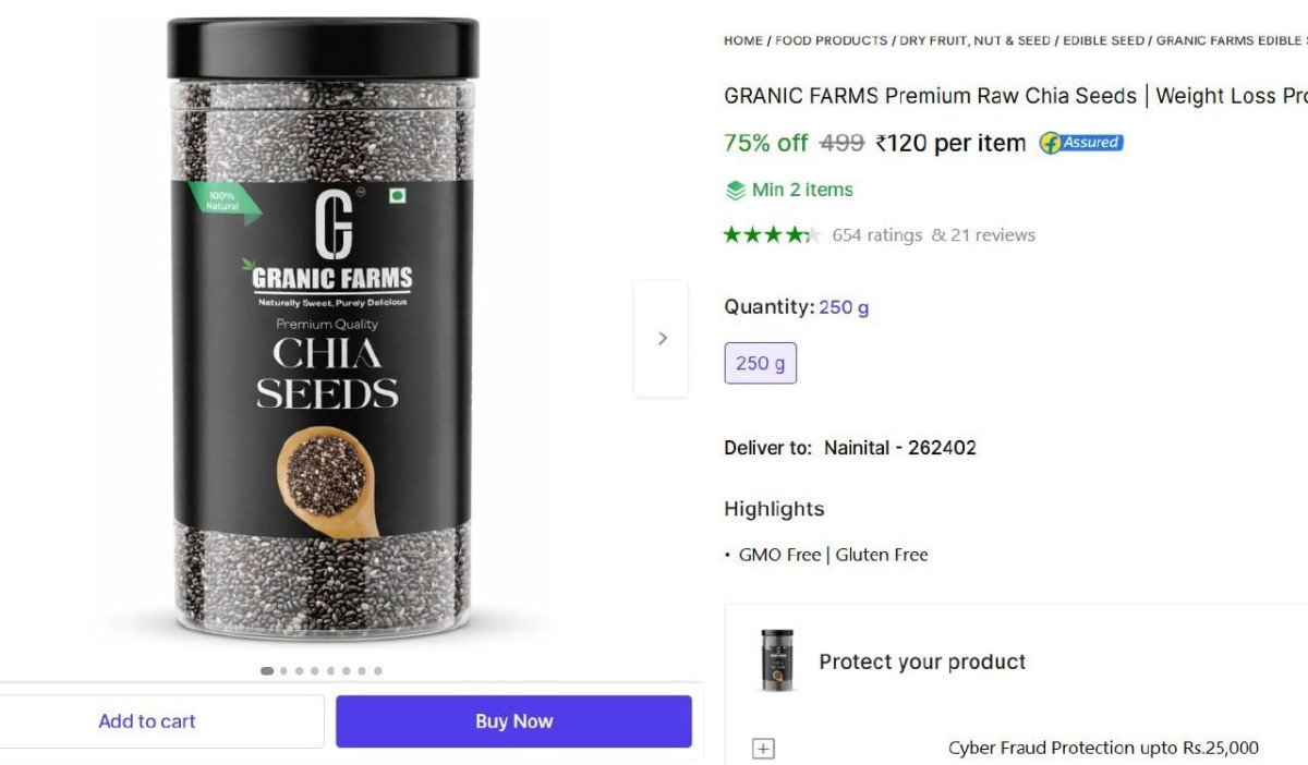 Chia Seeds (250 G) 120 Min Buy - 2