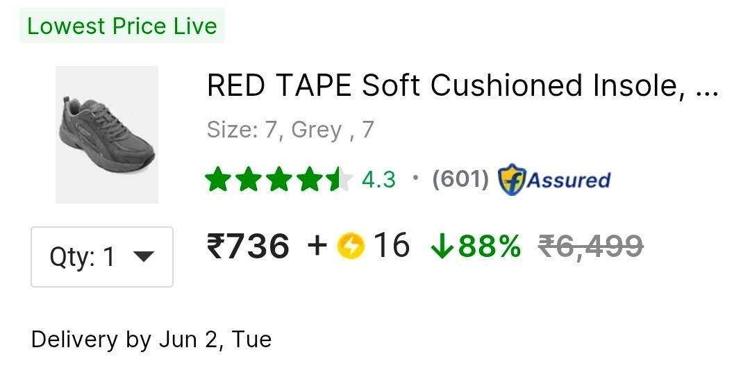 Red Tape Soft Cushioned Shoes 736 16 Scapply 91 Coupon Very Good Rating Review