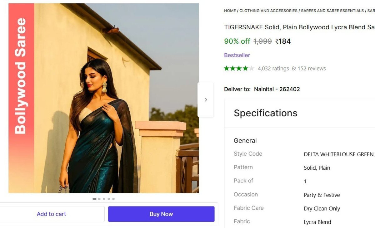 Lycra Blend Saree With Unstitched Blouse 184