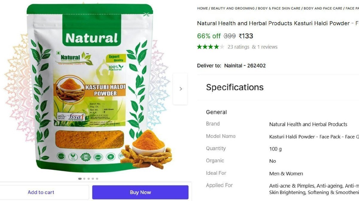 Kasturi Haldi Powder - Face Pack - Face Glow Skin Whitening Anti Ageing (100 G) 133
