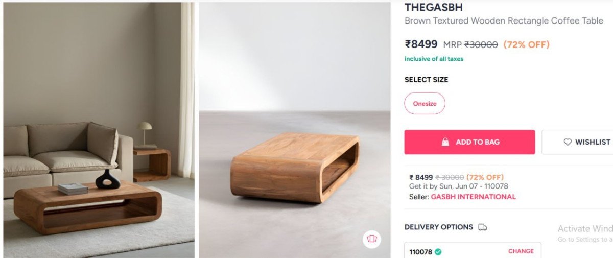Myntra Buy Thegasbh Rectangle Coffee Table At Rs 12900 - Buy Dry Fruits And