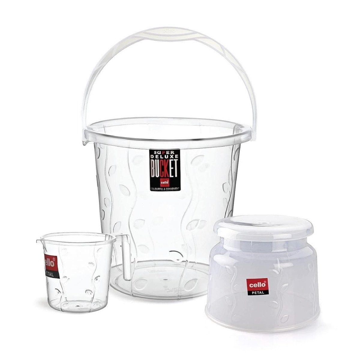 Coupon Cello Petal Bathroom Accessory Combo Set Of 3 Transparent