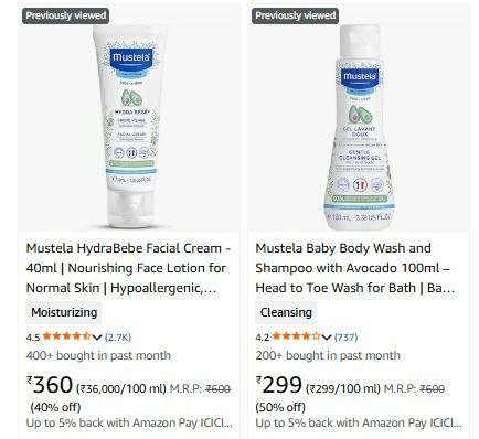 Amazon 50 On Mustela Baby Skin Care Product Hydra Baby Face Lotion 360 Body Wash Shampoo (head To Toe) At 299