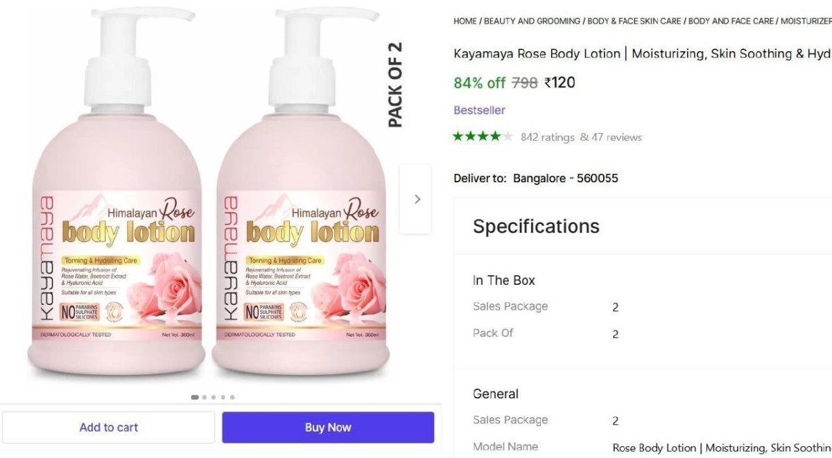 Kayamaya Rose Body Lotion Pack Of 2 (600 Ml) 120