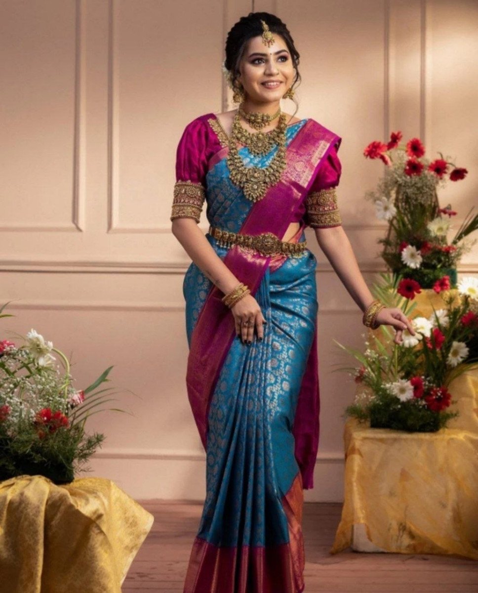 Floral Print Kanjivaram Art Silk Saree 424