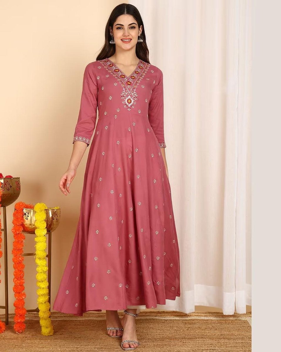 Indie Picks Embroidery Flared Kurta 391