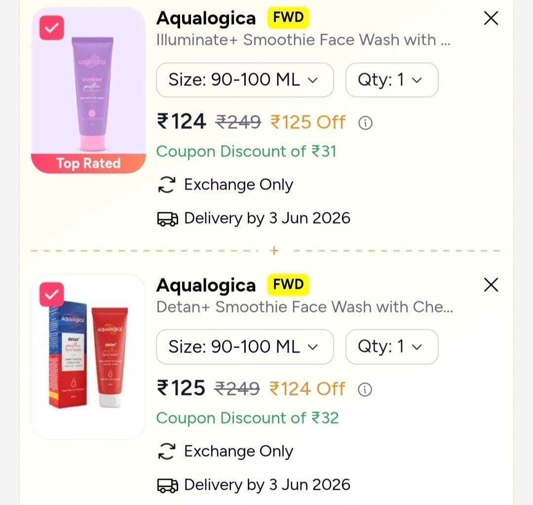 Loot Aqualogica Facewash 125 Each (add 2 Qty)apply Coupon Beautysteal