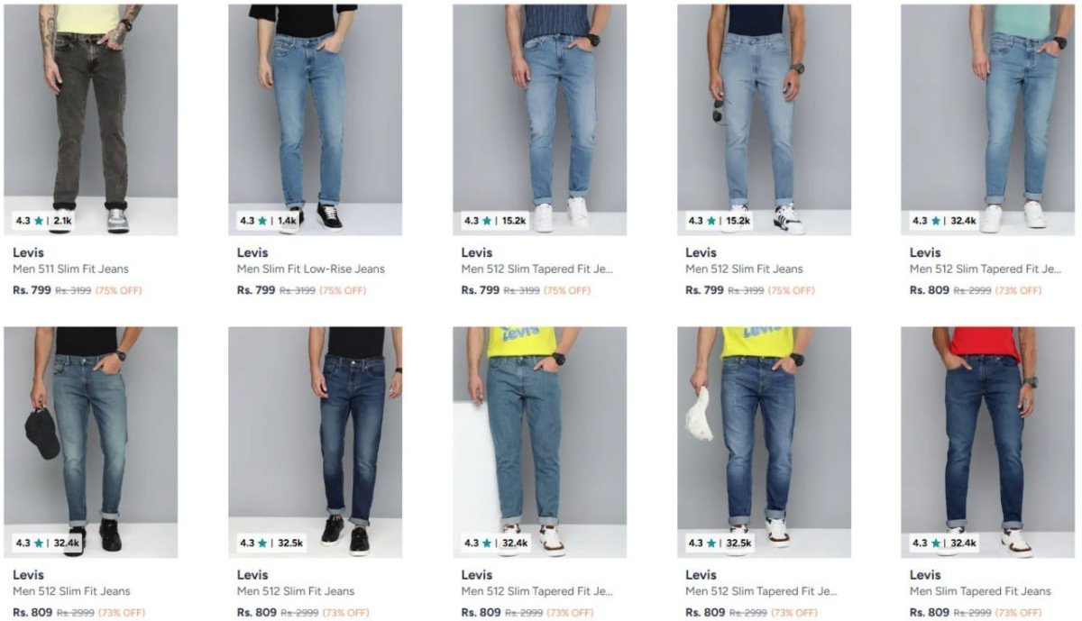 Myntra Levi Jeans Starts 799 Men Women