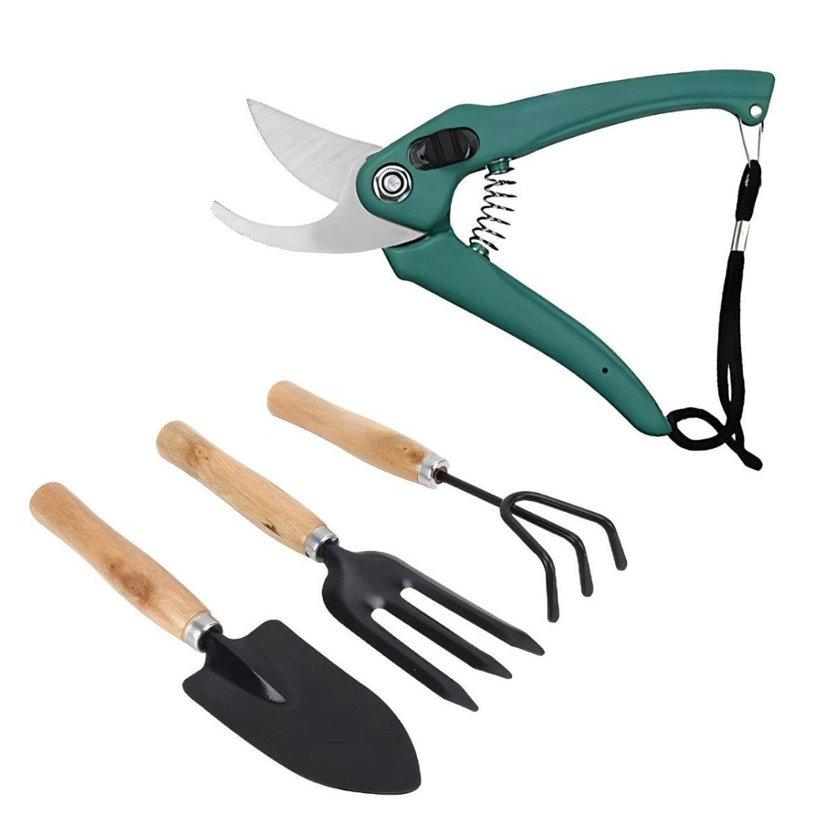 Oblivion Gardening Tool Set 4 Pcs Pruner Shears Hand Cultivator Trowel Fork 268