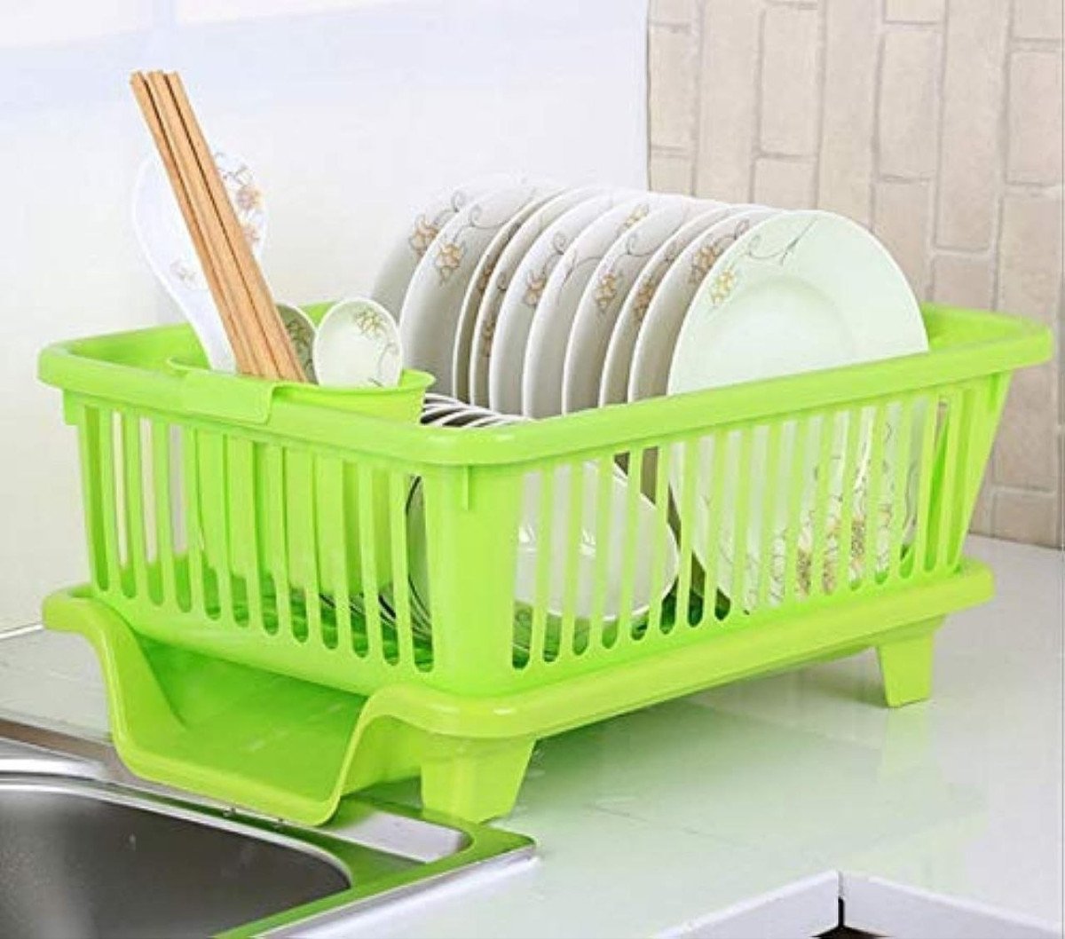 Tekcool Plastic Durable Kitchen Drainer Dish Rack Organizer Drying Tray 337
