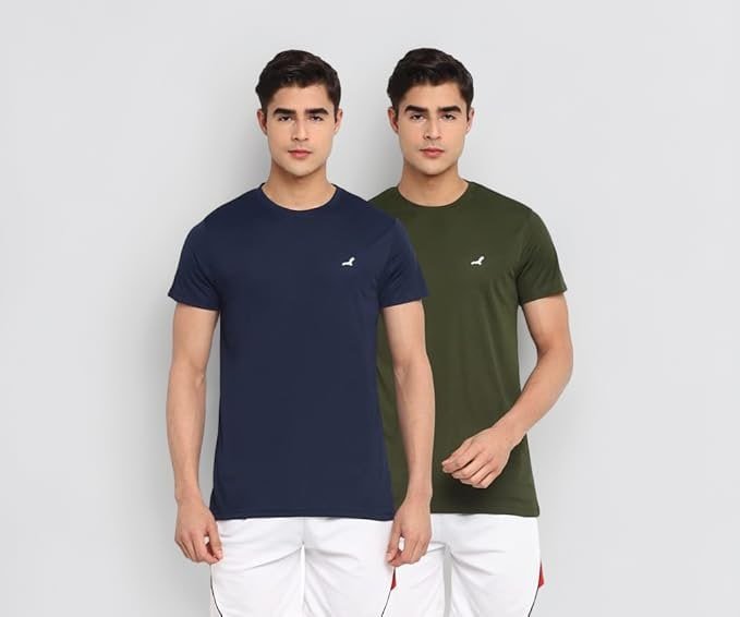 American Crew Men S Regular Fit Light Weight Sports Polyester T-shirt (pack Of 2 Round Neck Tshirts For Men) 379