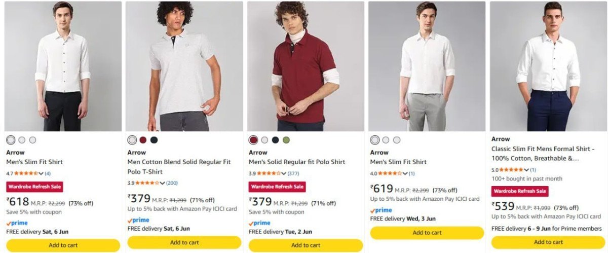80 On Arrow Men Clothing