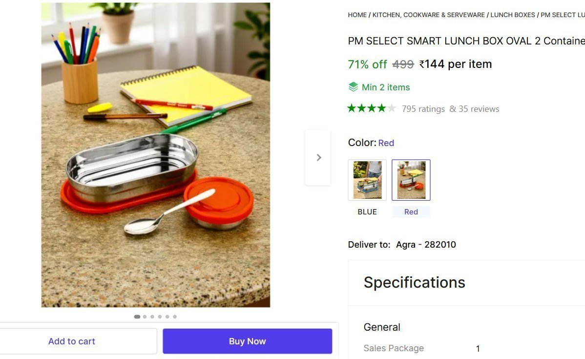 Containers Lunch Box (500 Ml) 144min 2 Buy