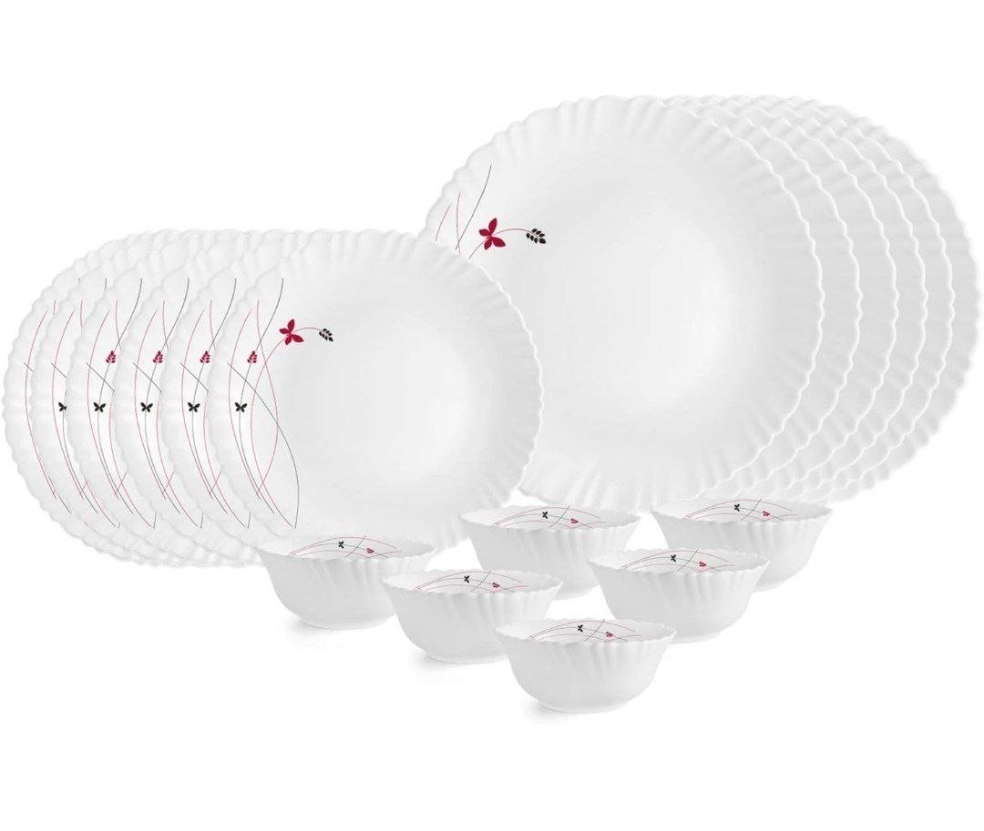 Cello Lush Fiesta Dazzle Series Opalware Dinner Set Of 18 Pieces For Family Of 2 776