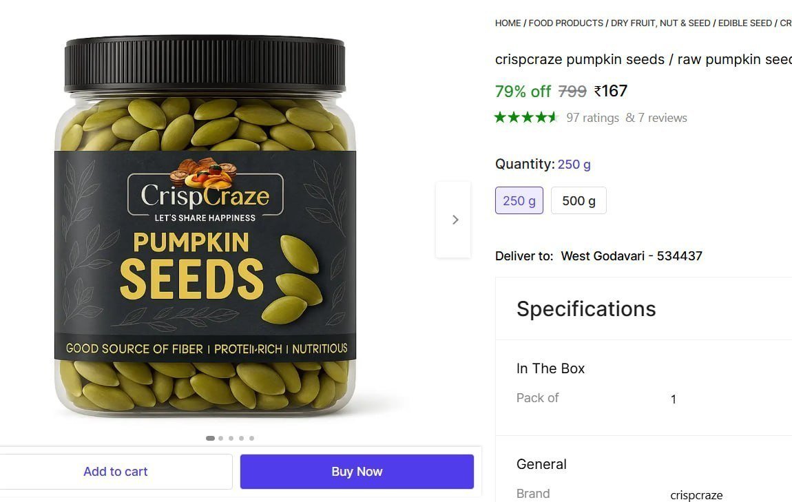 Pumpkin Seeds 250gm 167