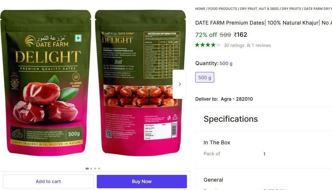 Dry Dates (1 X 500 G) 162