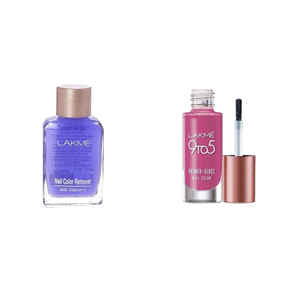 Lakm Nail Color Remover 27ml Lakm 9 To 5 Primer Gloss Nail Colour Pink Pace 6 Ml