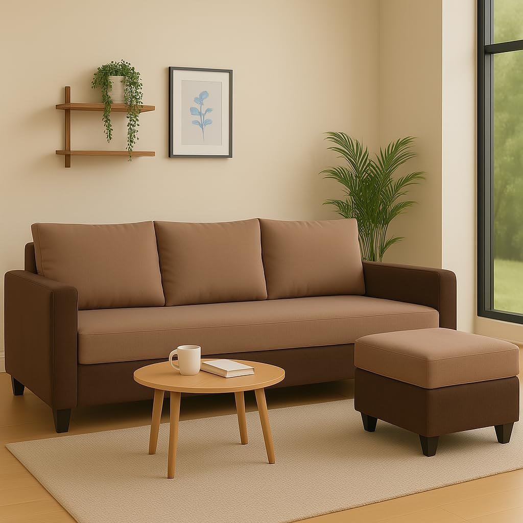 Furny Chromano Fabric 4 Seater L Shape Sofa Set 3 Seater Modern Sofa Set Ot