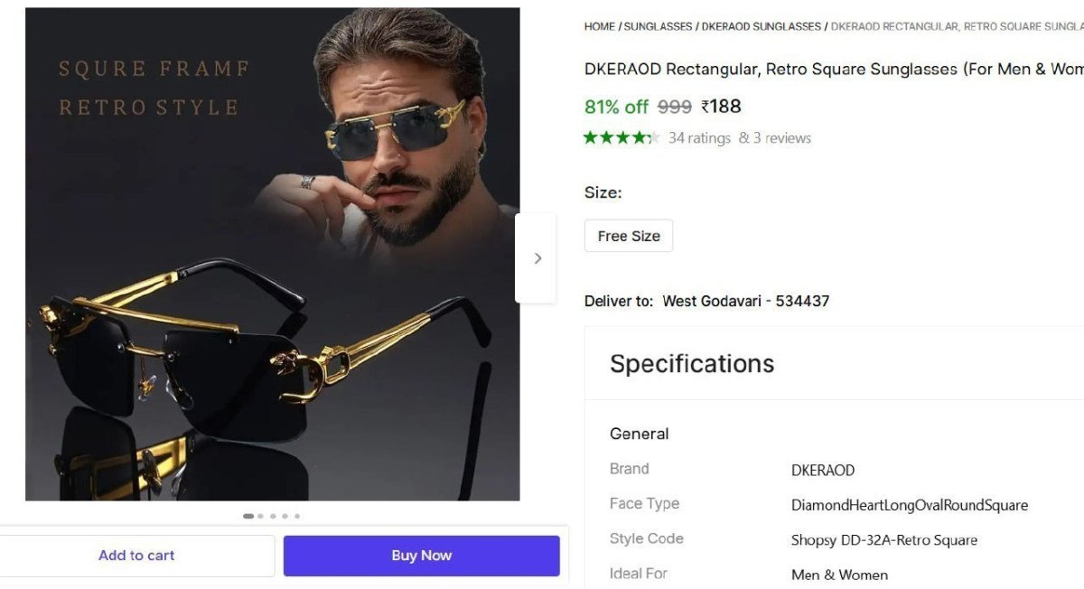 Retro Square Sunglasses 188