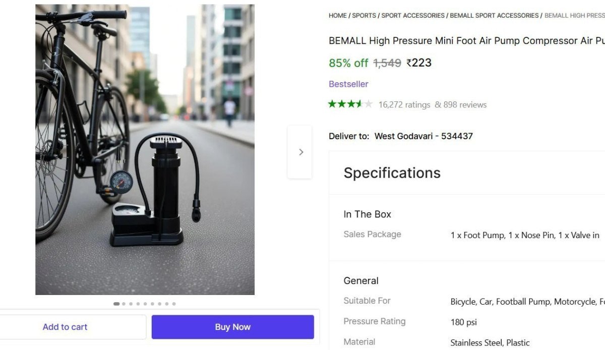 High Pressure Mini Foot Air Pump 223