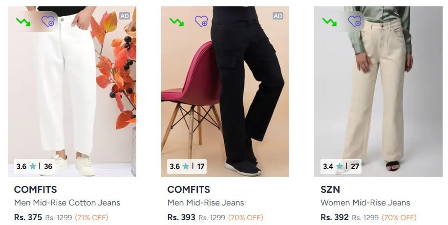 Myntra Loot Jeans Trousers Under 399- Dresses Under 299- Tops And Tees Unde