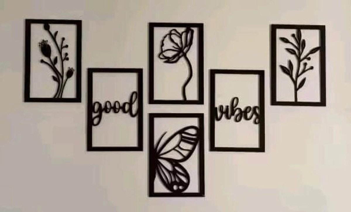 Wooden Wall Decor Hangings Living Room Bedroom Kitchen Office Pack Of 6 117
