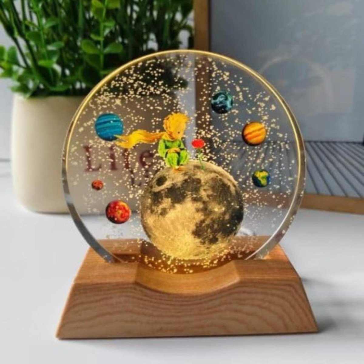 One94store 3d Acrylic Led Night Light Warm White Moon And Stars Design With