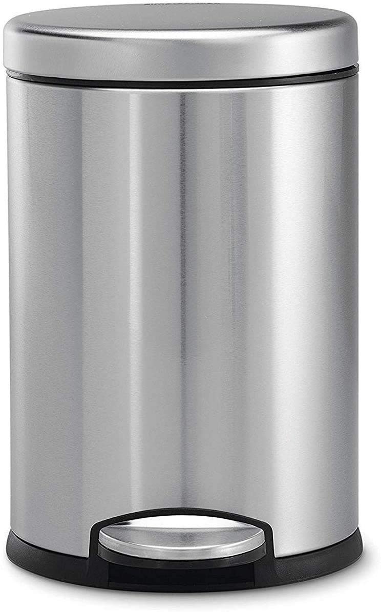 Opr Stainless Steel 5 Litre Plain Pedal Dustbin With Plastic Bucket And Lid