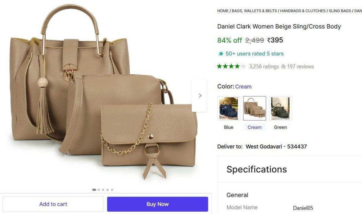 Daniel Clark Women Beige Sling Cross Body 395