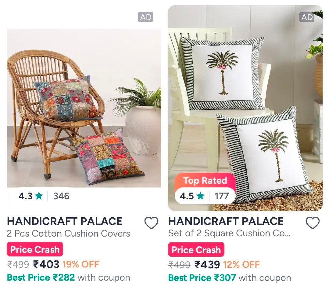 Myntra Premium Jaipuri Cushion Covers By Hand