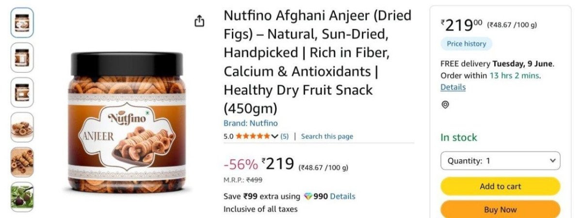 Loottt Fasttt Afghani Anjeer (dried Figs) 450gm 219 Premium Soft Dried Figs