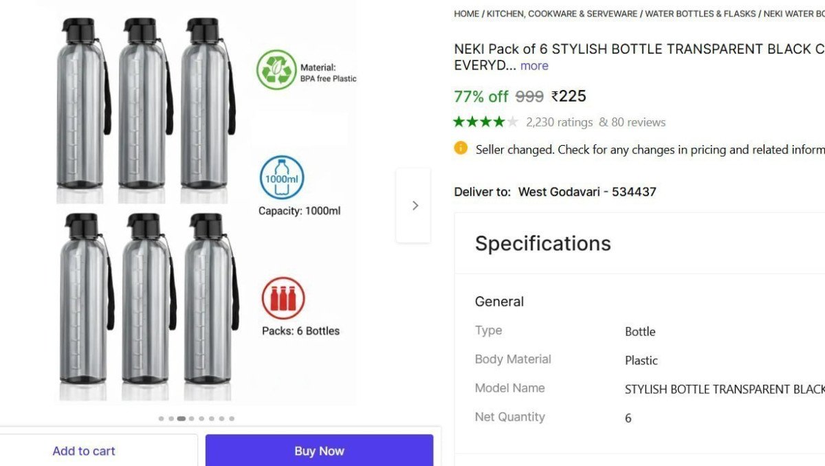 Pack Of 6 Stylish Bottle 225