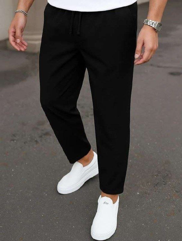 Men Solid Black Track Pants 214