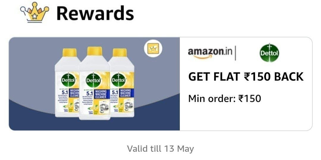 Flat Rs 150 Cashback On Rs 150 Dettol Orderspin Li