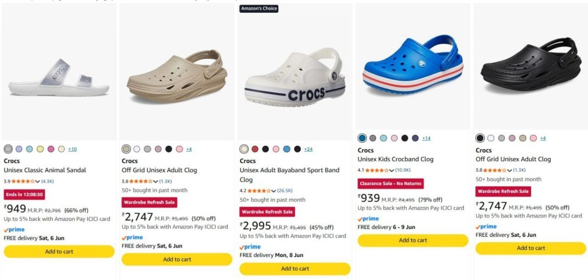 Loot 80 On Crocs Footwears Extra 15 Cashback (min 1500)