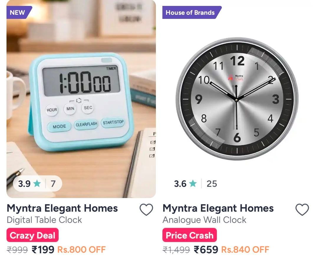Myntra Clocks Starting At 199 - Additional Couponc