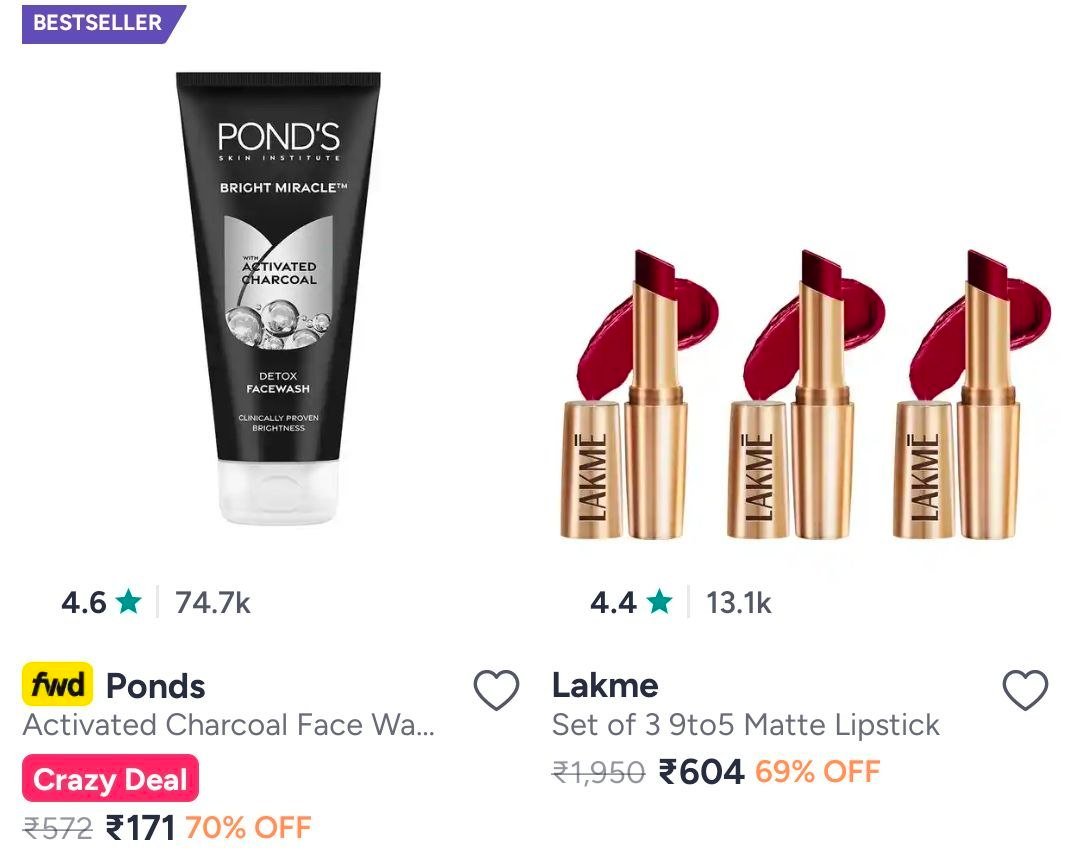 Myntra L 70 Extra 5 On Lakme Dove Ponds Tresemme V