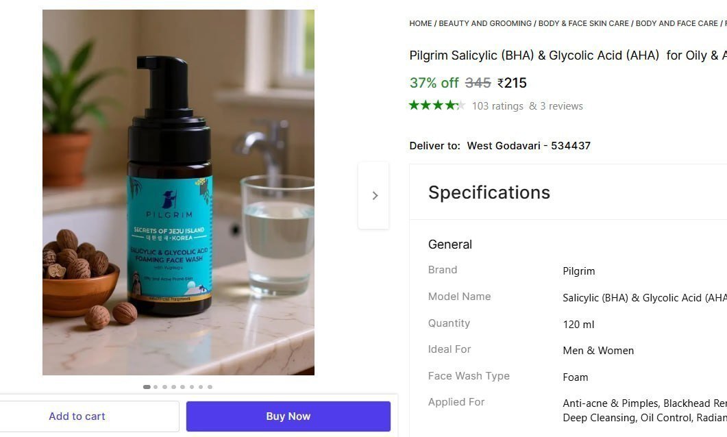 Pilgrim Face Wash (120 Ml) 215