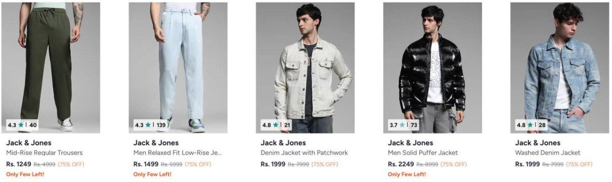 Myntra Loot 70-75 On Jack Jones Clothing Tshirts Jeans Shirts Trousers Winterwears