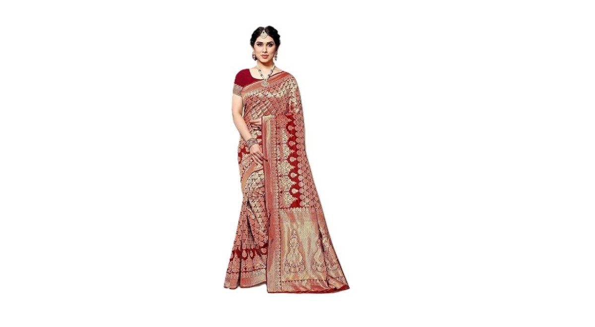 Amazon Kanjivaram Art Silk Saree With Blouse Material379 (original Regular 