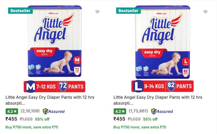 55 On Little Angle Diapers