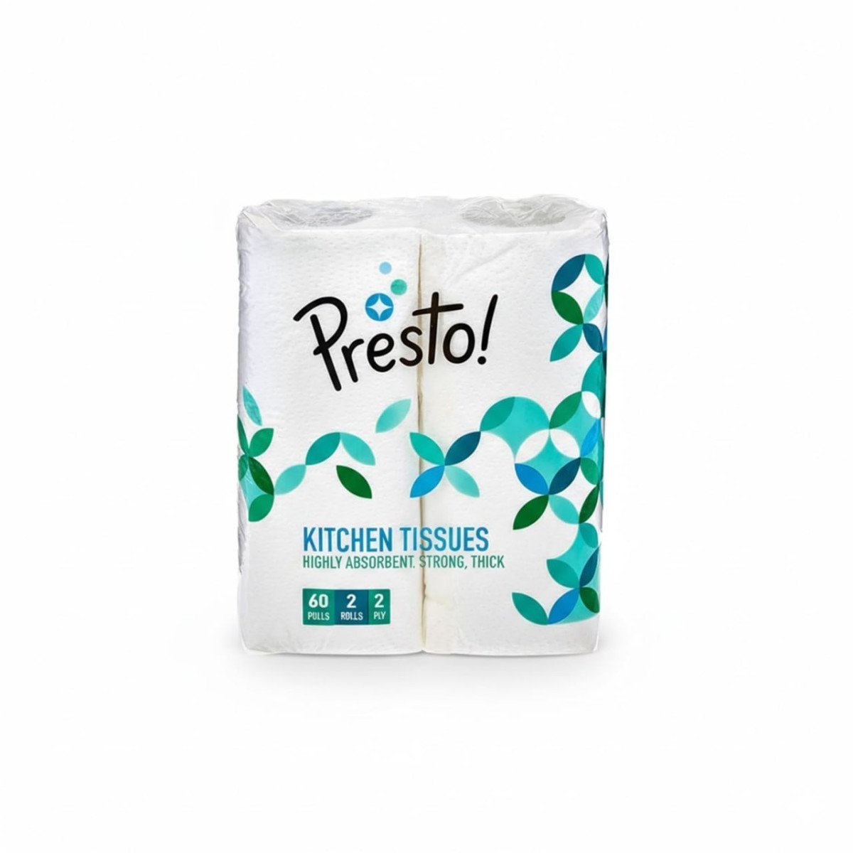 Amazon Brand - Presto 2 Ply Kitchen Tissue Paper Roll 120 Pulls 60 Kitchen Towels X 2 Rolls 95