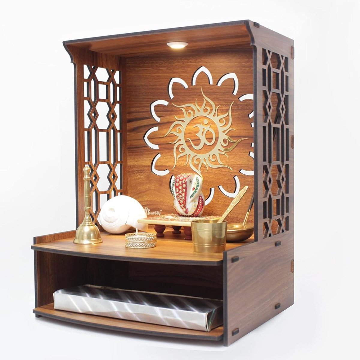 Heartily Mangal Beautiful Wooden Pooja Stand For Home Temple Office 759