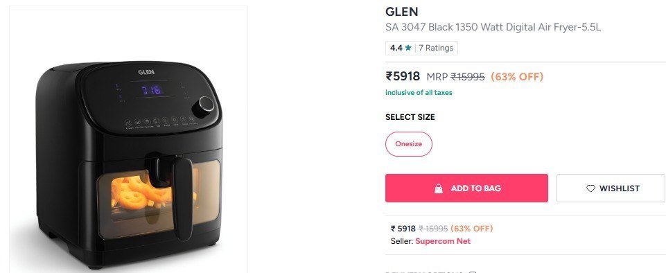 Myntra Glen Appliances Deals Glen 1350w Seeth