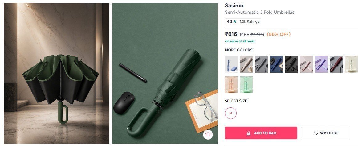 Myntra Top Seller Automatic 3 Fold Umbrella A