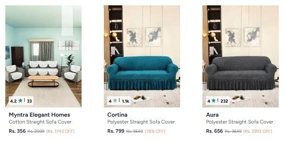 Myntra Sofa Covers - Under 999sofa Covers - Min 70