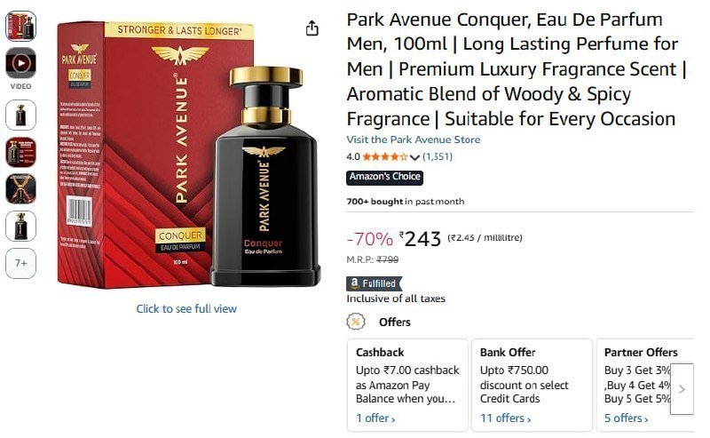 Park Avenue Conquer Edp 100ml 243