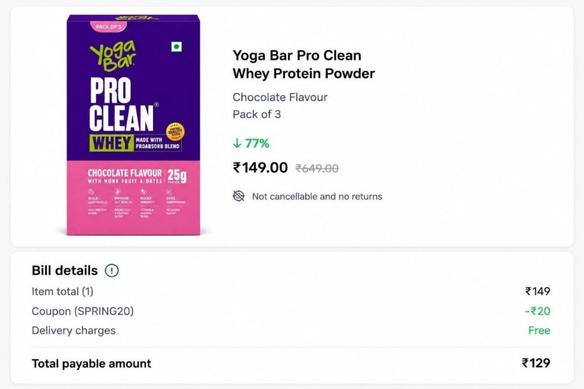 Ondc Loot Yogabar Proclean Whey (chocolate) 35g (p