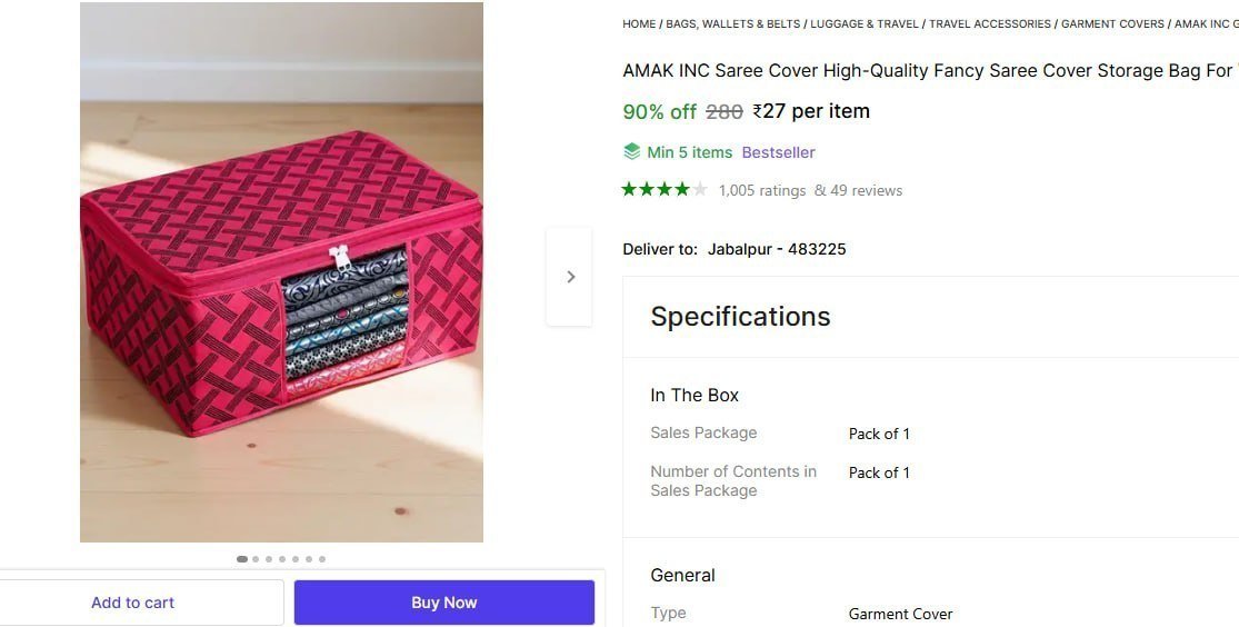 Saree Cover Storage Bag 27min 5 Buy
