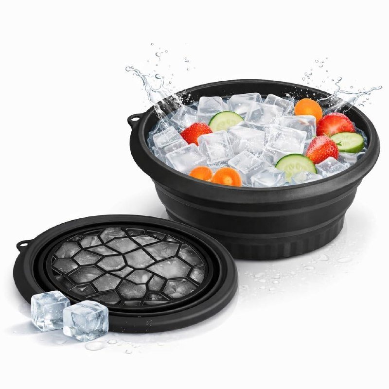 Ice Face Bowl With Built-in Ice Tray Collapsible Silicone Face Dipping Bowl